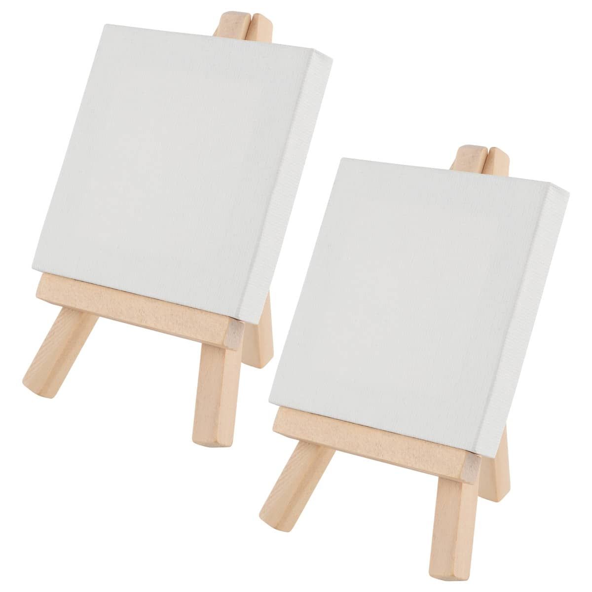 Mini Stretched Canvas Easel Set- Bulk Pack of 5, Small Stretched