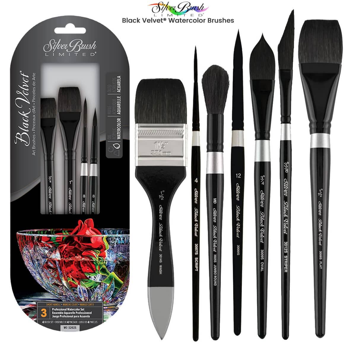 Silver Brush Black Velvet Series 3012S - Dagger Striper 1/4