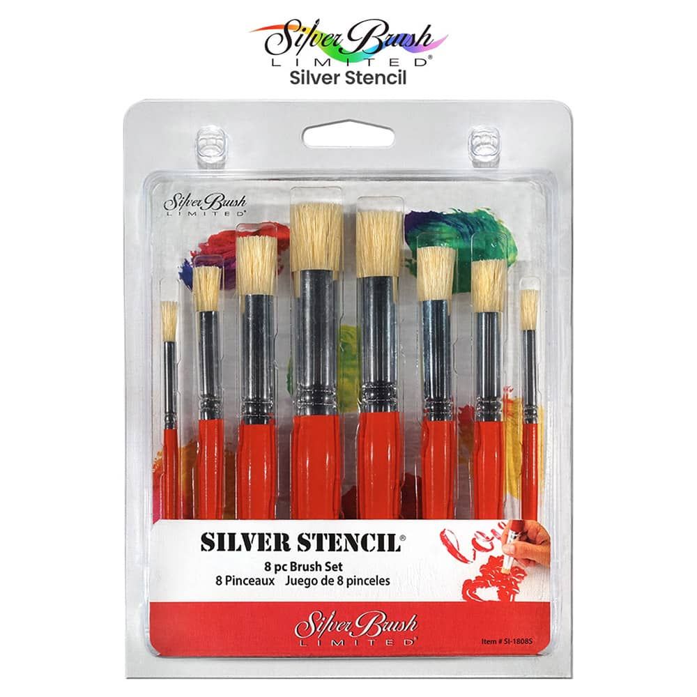 Silver Brush Limited SI-1808S 8-Piece Silver Stencil Brush Set