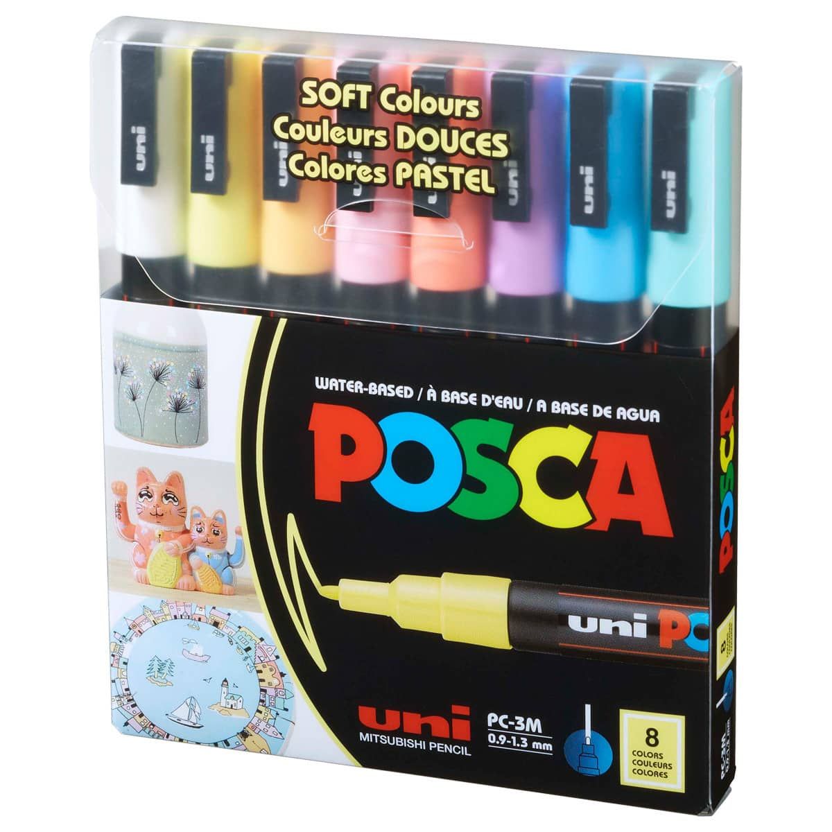 Posca Markers, Soft Colors Set of 8, Fine Tip