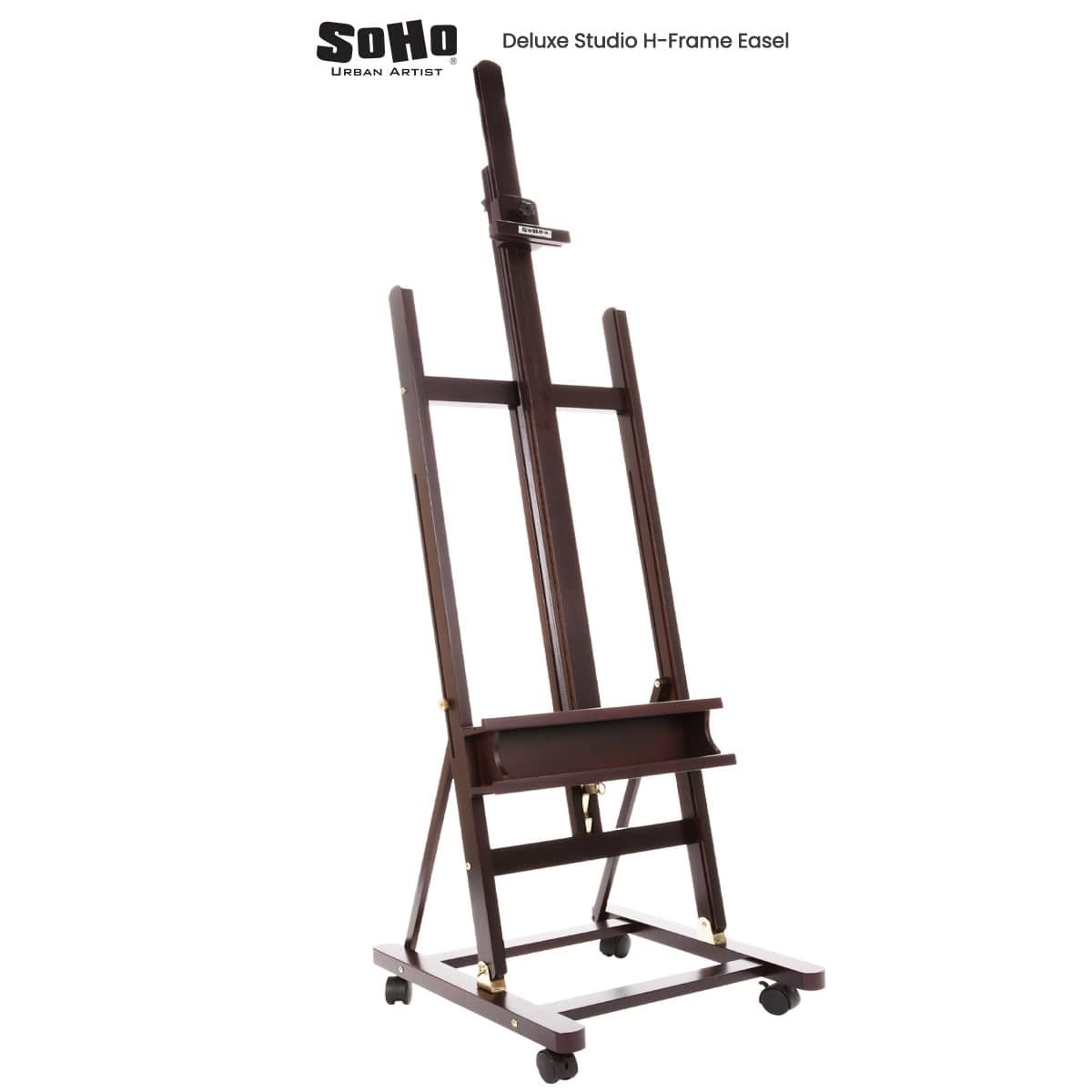 Soho Urban Artist Lightweight Mahogany Wooden French Art Easel (Folds Down 21 x 14 x 6) 30% Lighter Than Other EASELS- Rich Mahogany Finish