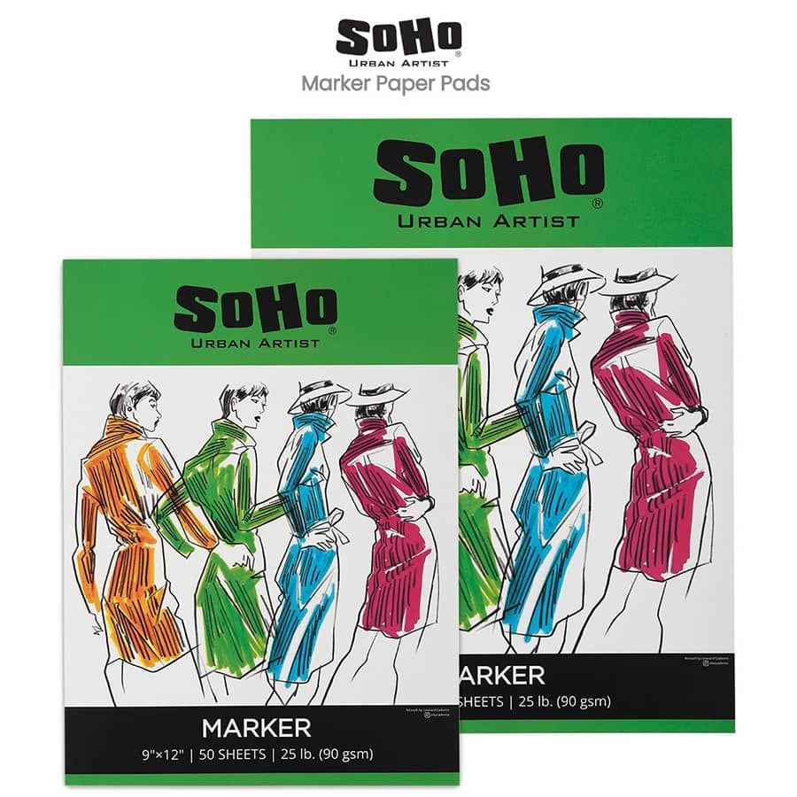 SoHo 9x12 Marker Paper Pad 50-Sheets, 90gsm