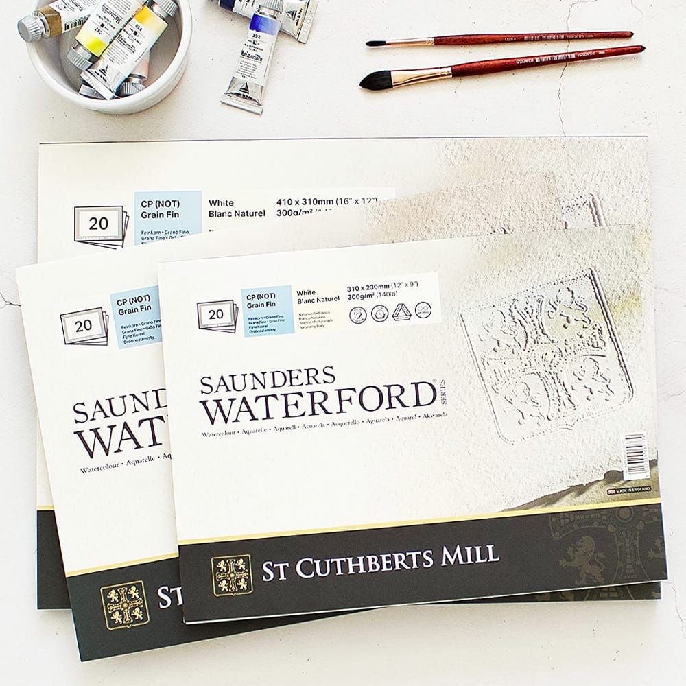 18) Saunders Waterford Paper 640gms/300lb NOT Traditional White 76x56cm /  22x30 - Art Supplies materials and equipment