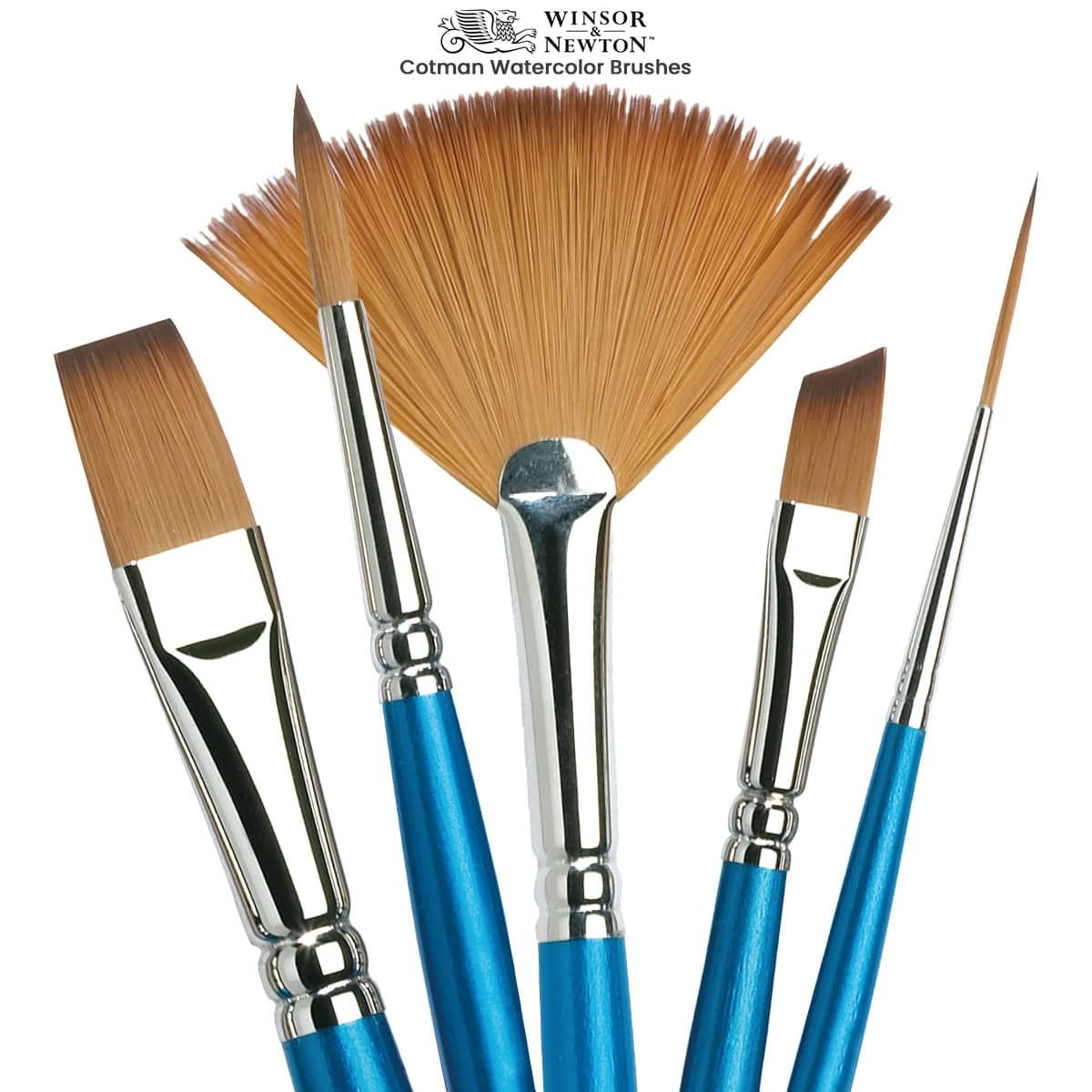 Winsor & Newton Cotman Watercolor Brush Set - Set 4, Set of 5, Short Handle