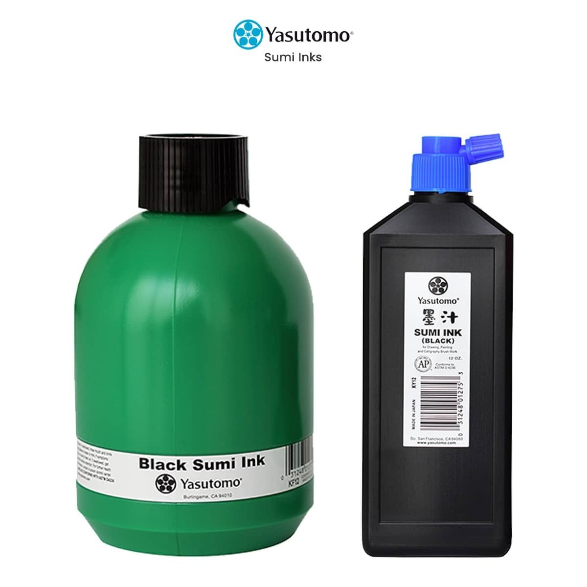 Yasutomo Bokuju Liquid Ink - 12oz Sumi Ink for Calligraphy and Artwork -  Black Drawing Ink for use with Japanese Ink Brushes and Dip Pens