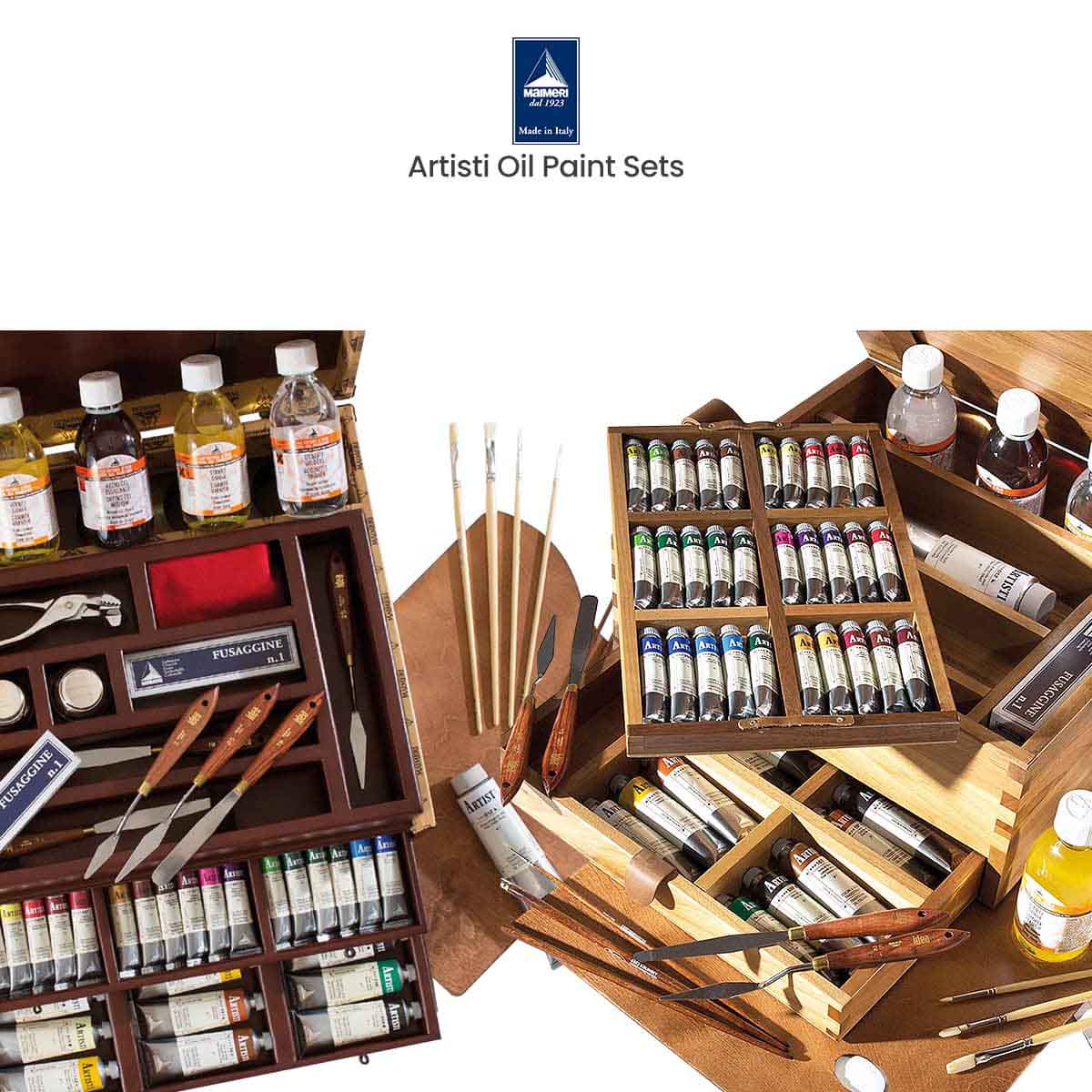Bob Ross Oil Painting Master Paint Set + 12x16 Canvas Panel Pack of 3 +  Rambler Table Easel