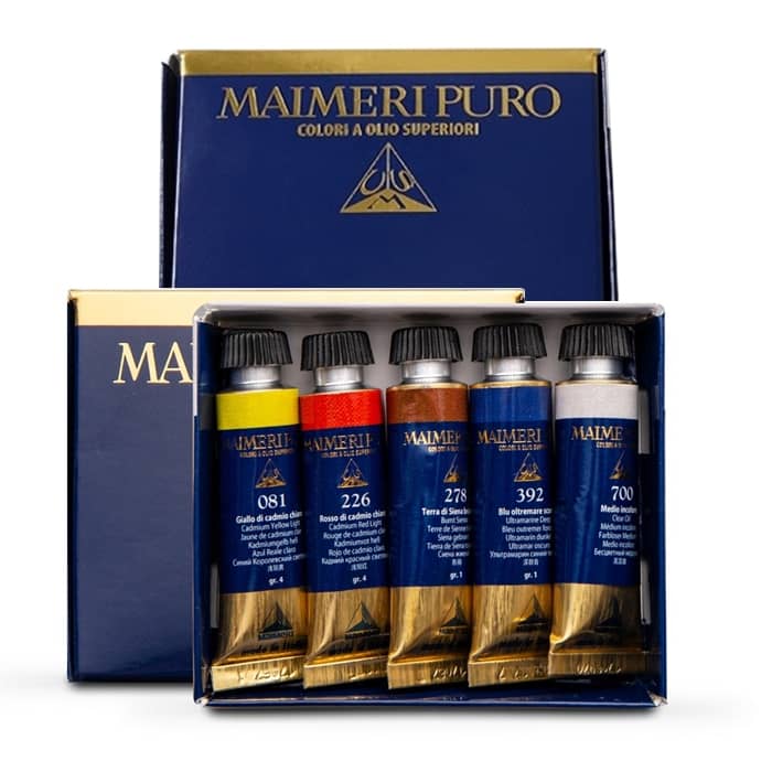 Maimeri-Blu Watercolor Half-Pan Set of 24, Ashwood Painting Box