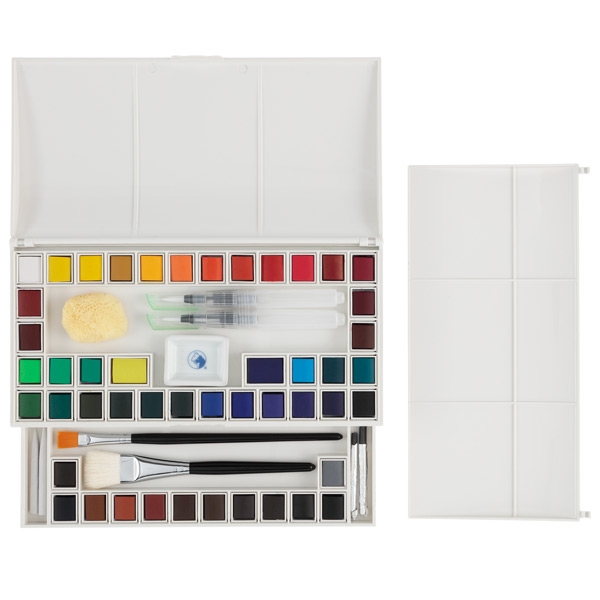 Maries Professional Watercolor Set of 48 w/ Brushes & Accessories