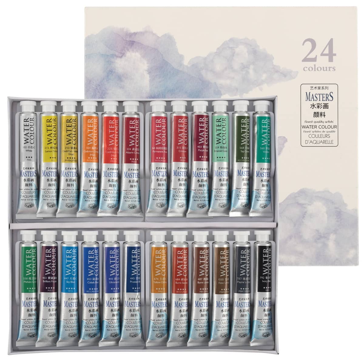 Marie's Masters Quality Watercolor Set Of 24 - 9ml Tubes