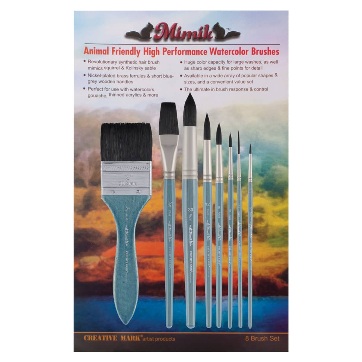 Mimik High Performance Synthetic Squirrel Brush Value Set of 8