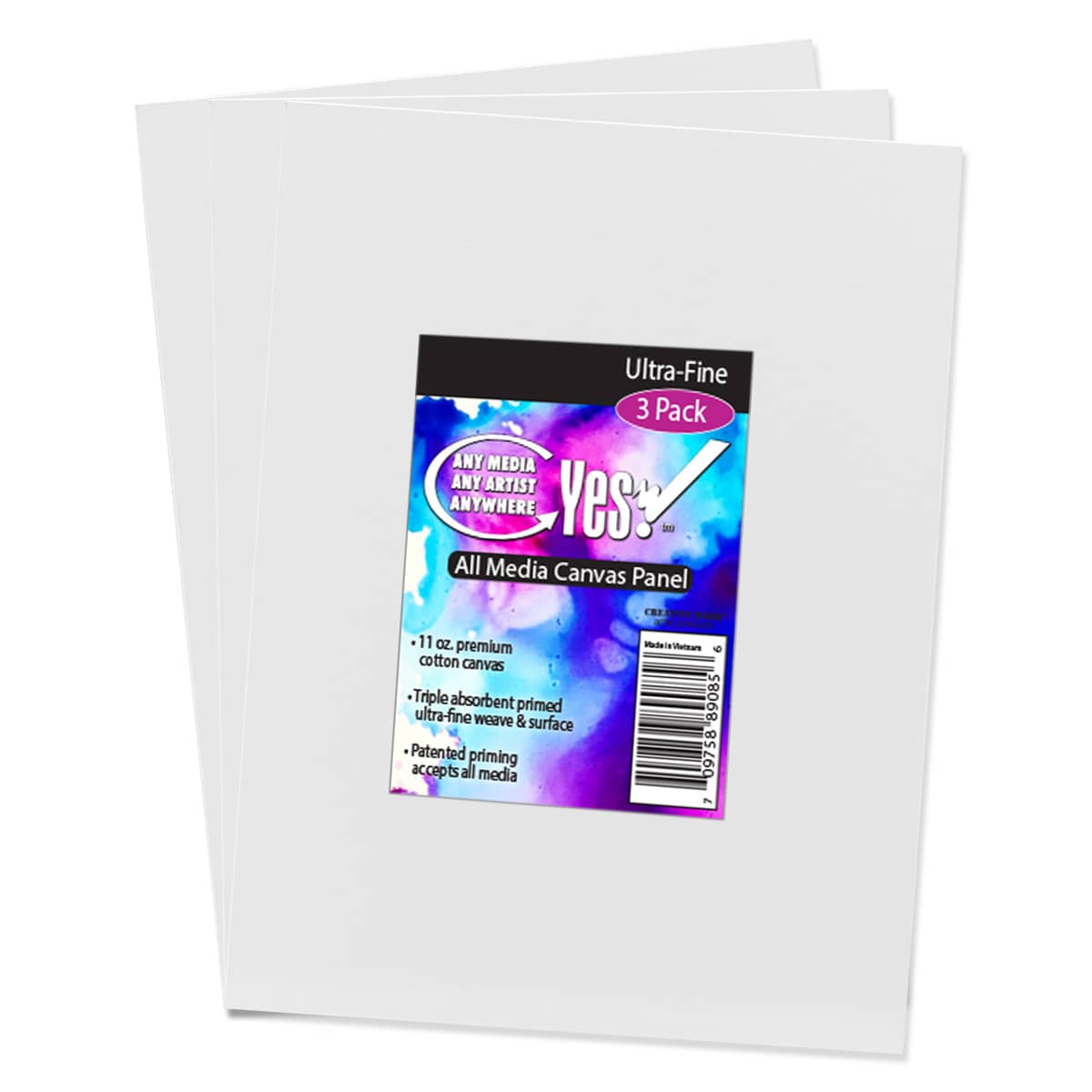 Yes! All Media Cotton Canvas Panels -  Packs Of 3