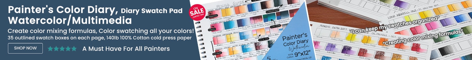 Watercolor & Multimedia Color Diary Pad, 10 Pages, 9x12