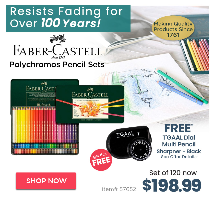 Faber-Castell Polychromos Pencil Tin Set 120, Free Sharpener