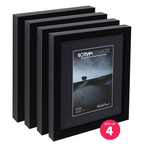 Gotham Black Deep Gallery Frames w/ Glazing & Backing Boxes of 4